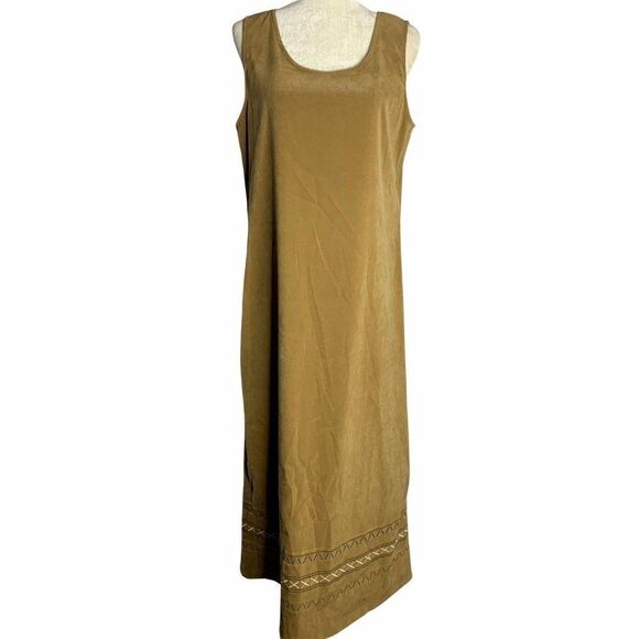 Vintage Velvet Sleeveless Maxi Dress M Brown - Picture 2 of 7